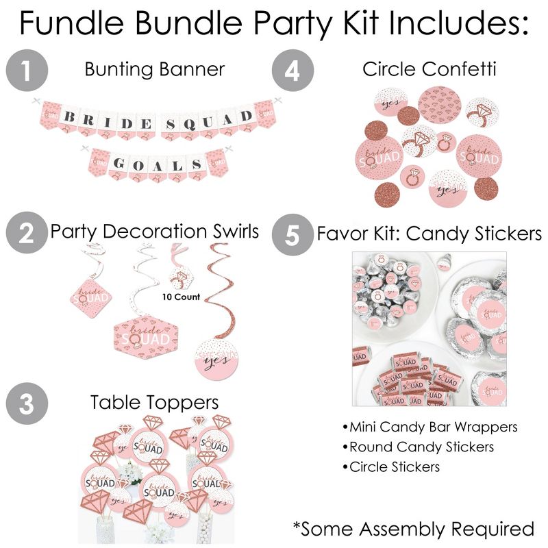 Big Dot of Happiness Bride Squad - Rose Gold Bridal Shower or Bachelorette Party Supplies - Banner Decoration Kit - Fundle Bundle, 2 of 9