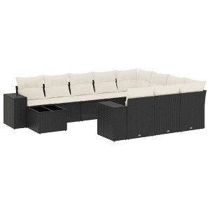 vidaXL Garden Sofa Set Black PE rattan Large UV-resistant - 1 of 4