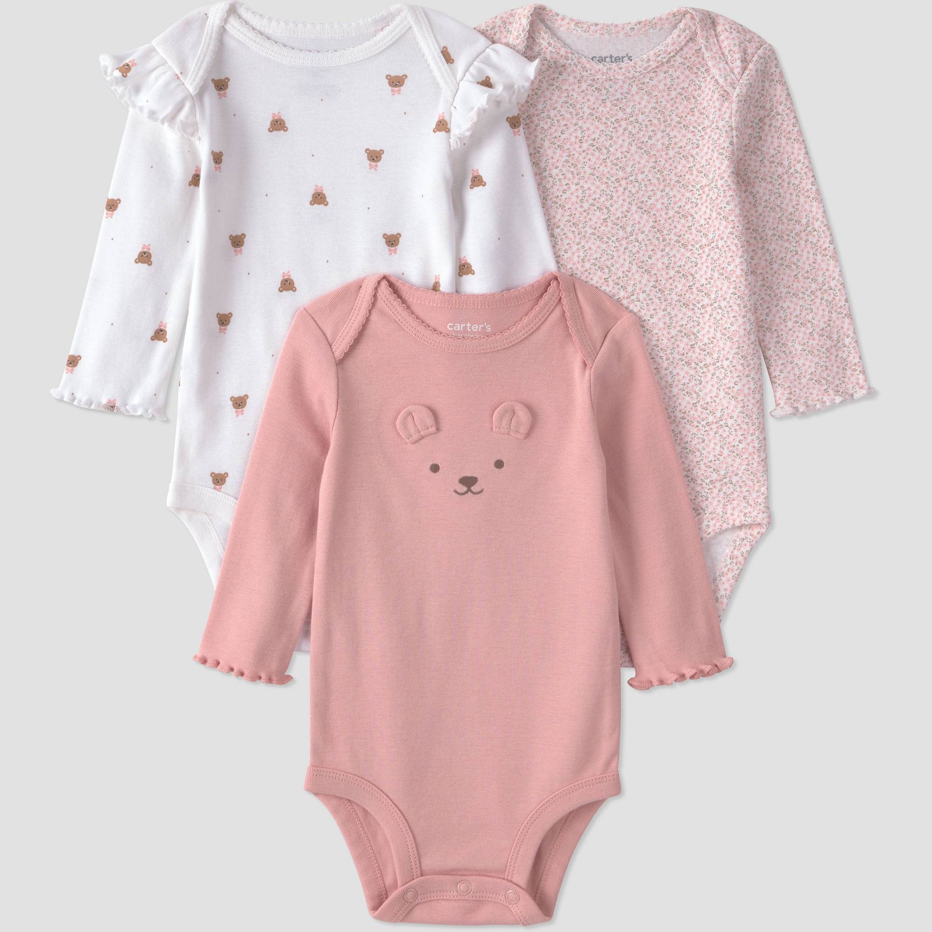 Carter's Just One You® Baby Girls' 3pk bear Long Sleeve Bodysuits