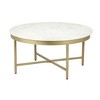 HomeRoots 36" White And Gold Genuine Marble And Steel Round Coffee Table - 4 of 4
