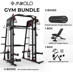 ER KANG Smith Machine, 2200lbs Squat Rack with LAT-Pull Down System & Cable Crossover Machine, Training Equipment with Leg Hold-Down Attachment - 1 of 4