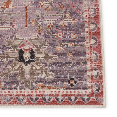 Elva Purple and Gold Oriental Indoor/Outdoor Area Rug