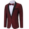 Men's Paisley Tuxedo Jacket Shawl Lapel One Button Suit Jacket Floral Blazer for Dinner Wedding Prom Party - 2 of 4