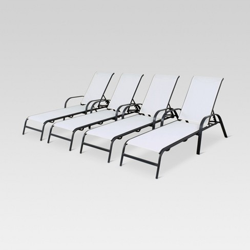 4pk Stack Sling Patio Lounge Chair White Threshold