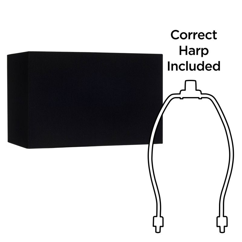 Springcrest Set of 2 Rectangular Lamp Shades Black Medium 16" Wide x 8" Deep x 10" High Spider Replacement Harp and Finial Fitting, 5 of 7