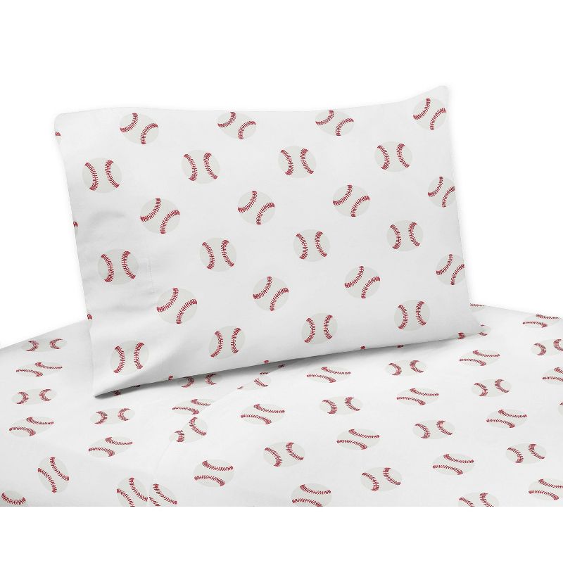 4pc Baseball Patch Queen Kids&#39; Sheet Set Red and White - Sweet Jojo Designs, 1 of 5