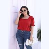 Summer Tops for Women Square Neck T Shirts Casual Tees Ruffle Trim Short Sleeve Blouses 2025 Fashion - 3 of 4