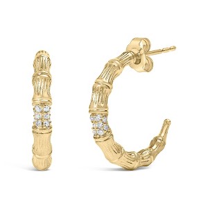 Haus of Brilliance 14K Yellow Gold Plated Silver 1/6 Cttw Hammered J Hoop Earrings - 1 of 4