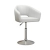 VECELO Velvet Bar Chair Adjustable Bar Stools 360° Swivel Vanity Chair with Mid Back and Metal Base Pearl White - 3 of 4