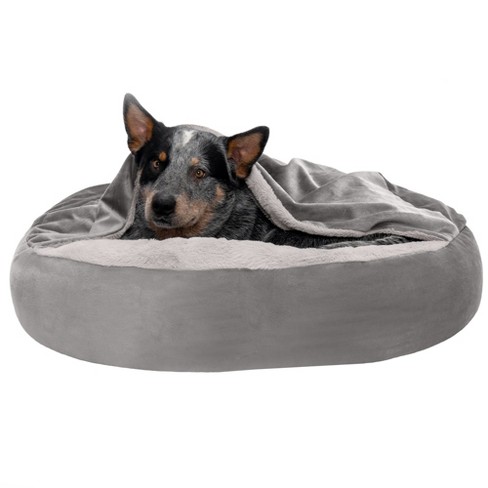 Silver velvet dog outlet bed