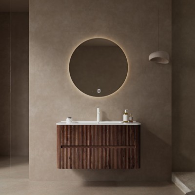 Floating Bathroom Vanity With Sink, Wall Mounted Bathroom Storage Vanity Cabinet With 2 Large Fluted Drawers, Soft-Close System, Pre-Assembled