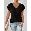 Womens Cap Sleeve Tee Shirt Twist Hem Tops V Neck Summer Causal T-Shirts - 3 of 3