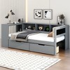 NicBex Twin Size Daybed Modern Wooden Bed Frame with 2 Drawers, 5 Shelves, Upholstered Headboard and Ports for Bedroom, No Box Spring Required - 2 of 4