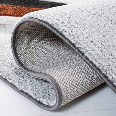 Mid-Century Modern Gray Synthetic 9' x 12' Hand-Knotted Area Rug