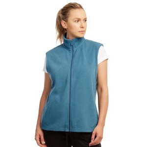 Sofra Women's Polar Fleece Full Zip Up Sweater Vest - 1 of 4