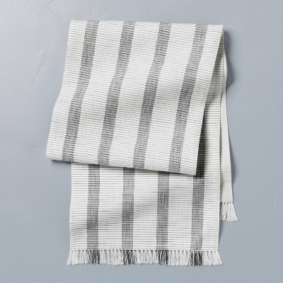 Bold Stripes Fringe Table Runner Dark Gray/Sour Cream - Hearth & Hand™ with Magnolia