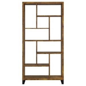 VYNXARIA Industrial Bookshelf with Ten Shelves and Rustic Antique Nutmeg Finish - 1 of 4