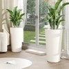 Maggift Outdoor Cone Planter, 2PCS Tall Flower Pot, Conical Striped Plastic Flower Pot with Drainage, White, 13"*13"*23.6" - 3 of 4