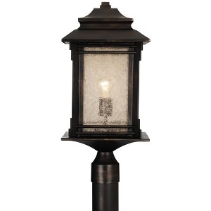 Franklin Iron Works Hickory Point Rustic Vintage Outdoor Post Light Walnut Bronze 21 1/2" Frosted Cream Glass for Exterior Barn Deck House Porch Yard - 1 of 4