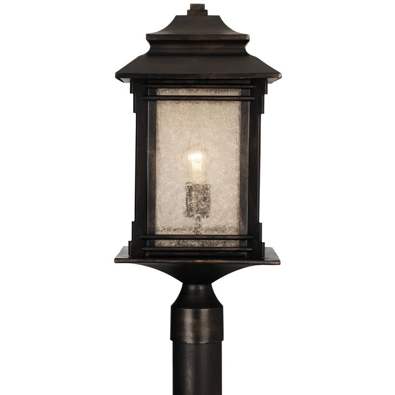 Franklin Iron Works Hickory Point Rustic Vintage Outdoor Post Light Walnut Bronze 21 1/2" Frosted Cream Glass for Exterior Barn Deck House Porch Yard, 1 of 8