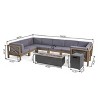 Christopher Knight Home Dick U Shape Outdoor 10 Piece Acacia Wood Sectional Set with Fire Pit and Side Table - 3 of 4