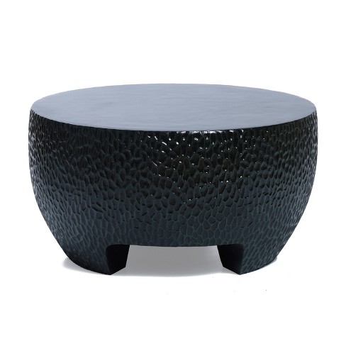 Luxenhome Mod Black Cement Round Outdoor Coffee Table : Target