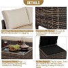 Acekool 4 Piece Black PE Wicker Patio Furniture Set with Storage Table, Sectional Conversation Sofa, Glass Top & Beige Cushions for Outdoor Spaces - 2 of 4