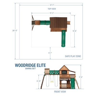 Woodridge Elite Cedar Swing Set with Green Slide and Sandbox