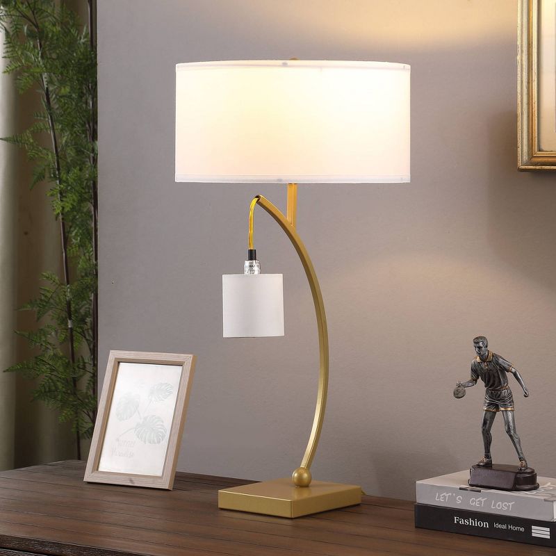 28.5&#34; Contemporary Arc with Hanging Pendulum Metal Table Lamp Gold - Ore International, 4 of 9