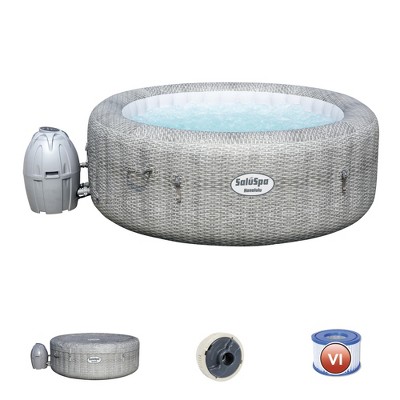 Bestway 54295 SaluSpa AirJet 6 Person Honolulu Inflatable Outdoor Portable Hot Tub Spa with Cover, Pump, and Built In Filtration System