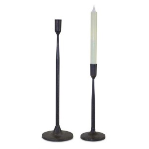 Set of 2 Black Metal Candle Holders – 10.75"H & 16.5"H – Minimalist Design – By Melrose - 1 of 3
