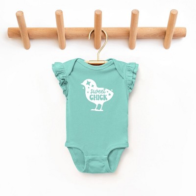 The Juniper Shop Sweet Chick Chick Baby Flutter Sleeve Bodysuit