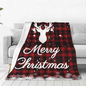 Lomsoe Christmas Throw Blanket, Red Merry Christmas Decorations Winter Warm Flannel Throw Blanket Farmhouse Holiday Xmas Blankets. - 1 of 4