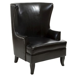 Canterbury High Back Bonded Leather Wing Chair - Black - Christopher Knight Home