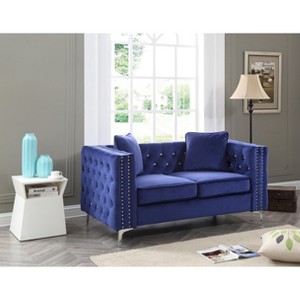 TiramisuBest 45"W Gray Corduroy Loveseat with Hidden Storage & Side Pocket, Compact Upholstered Sofa for Small Spaces - 1 of 4