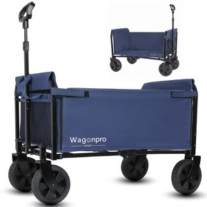 All-in-One Convertible Folding 4-Wheel Trolley w/ Bench Seat and Dog Leash - Heavy Duty Foldable Utility Trolley - Versatile Seating and Storage Space - 1 of 4