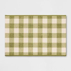 2'x3' Washable Plaid Gingham Harvest Scatter Woven Accent Rug Green - Room Essentials™ - 1 of 4