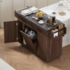 Zeus & Ruta Kitchen Island on Wheels with Drop Leaf, Trash Can Storage, Spice Rack, Towel Rack & Adjustable Shelf - 3 of 4