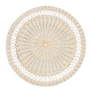 Saro Lifestyle Rattan Loopy Spiral Placemat (Set of 4), Beige, 15"x15" - 1 of 4