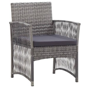 vidaXL Patio Armchairs with Cushions Outdoor Lounge Chair 2 Pcs Poly Rattan - Anthracite - 1 of 4