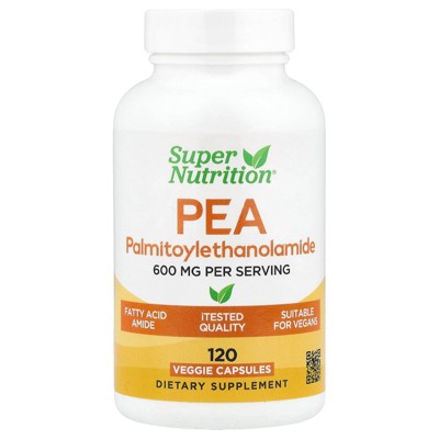 Super Nutrition PEA (Palmitoylethanolamide), 120 Veggie Capsules (300 mg per Capsule)
