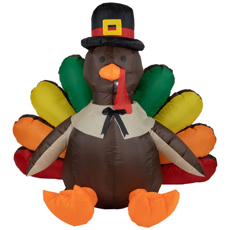 Northlight 4" Lighted Inflatable Fall Harvest Turkey Outdoor Decoration, 1 of 7