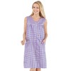 Collections Etc Half-Zip Front Sleeveless Pocket Dress with Checkered Pattern Design, Comfortable Loungewear for Around the House - 4 of 4