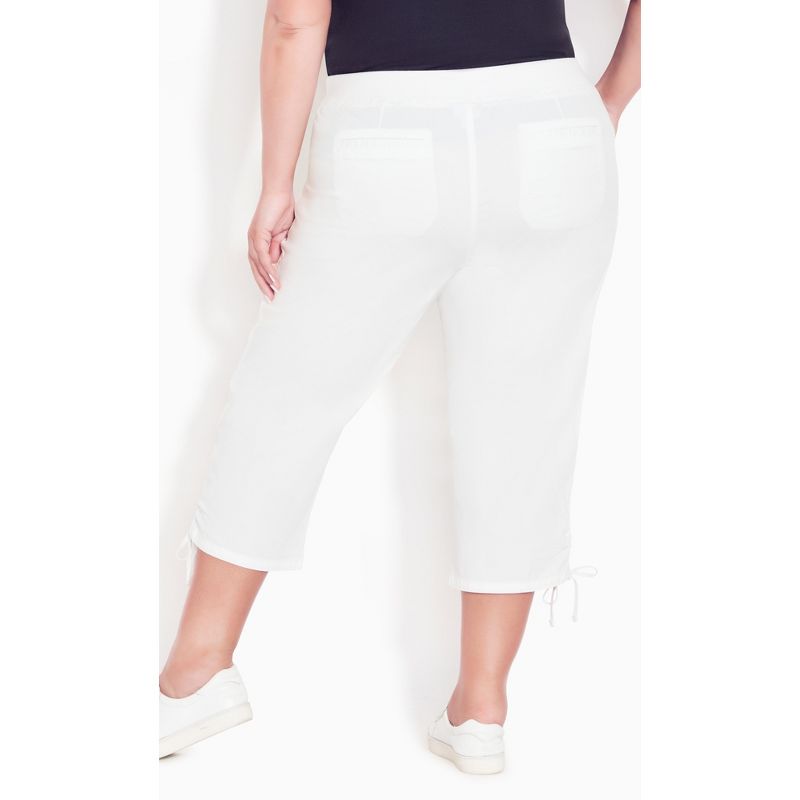 Women's Plus Size Cotton Cinch Capri - white | AVENUE, 2 of 4