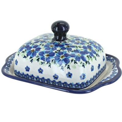 Blue Rose Polish Pottery Kalina Square Butter Dish : Target