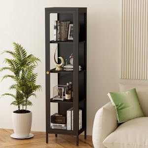 Bekrvio 63”H 3-Side Glass Display Cabinet with Adjustable Shelves,4-Layer Storage for Collectibles, Ideal for Small Spaces - 1 of 4