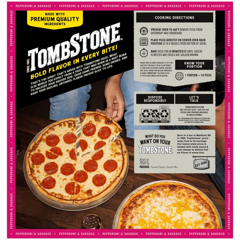 Tombstone Original Pepperoni &#38; Sausage Frozen Pizza - 18.4oz, 5 of 11