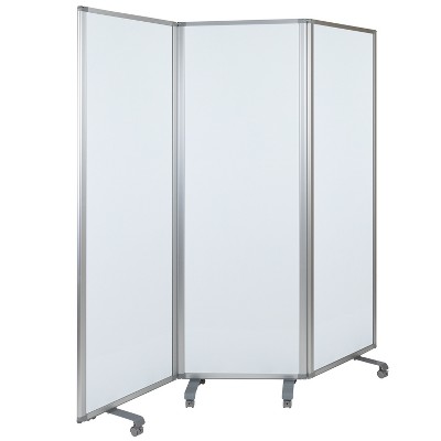 Emma and Oliver Mobile Magnetic Whiteboard 3 Section Partition with Locking  Casters, 72