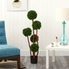 Artificial 4ft Boxwood Topiary Tree X5 UV Resistant Indoor/Outdoor - Nearly Natural - image 2 of 3