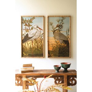 Framed Coastal Bird Prints – Heron Art Set of 2 – 35.5" Tall by Kalalou - 1 of 4